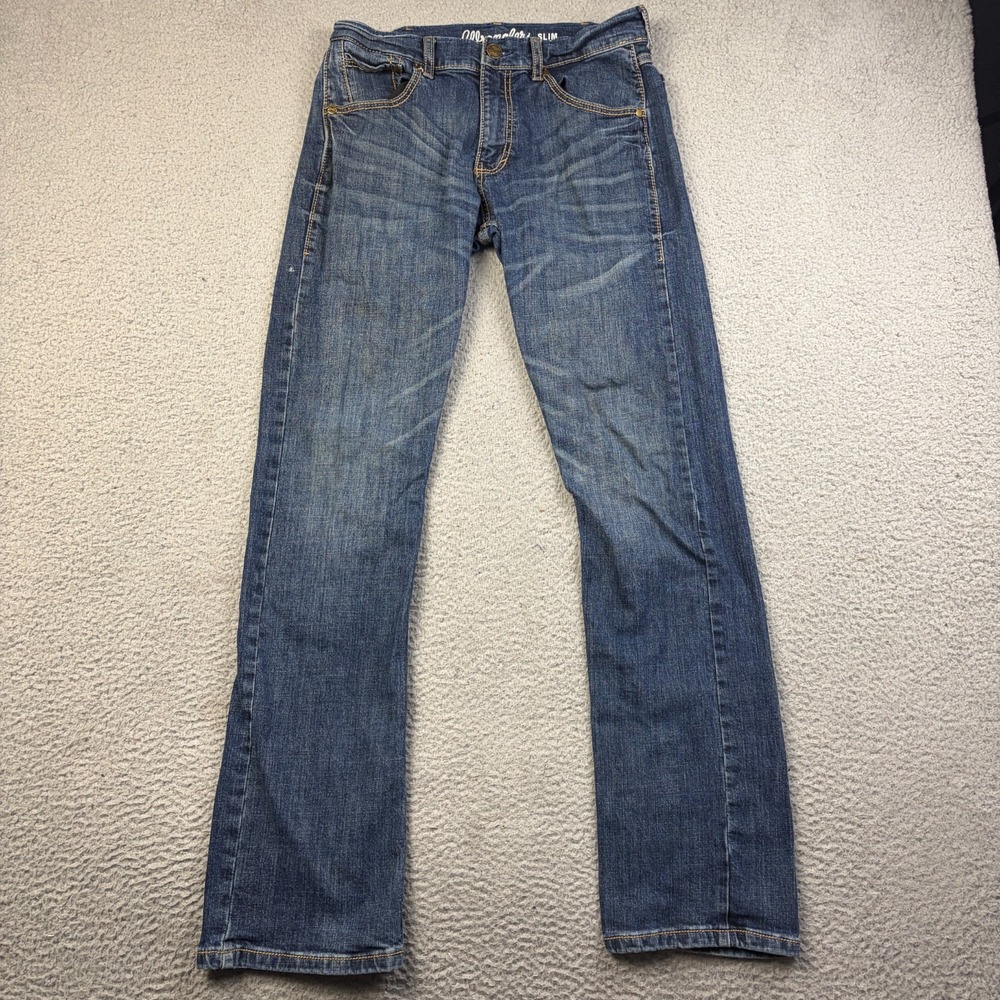 Wrangler Men Blue Retro Slim Boot Denim Jeans Western Cowboy Workwear 29x34